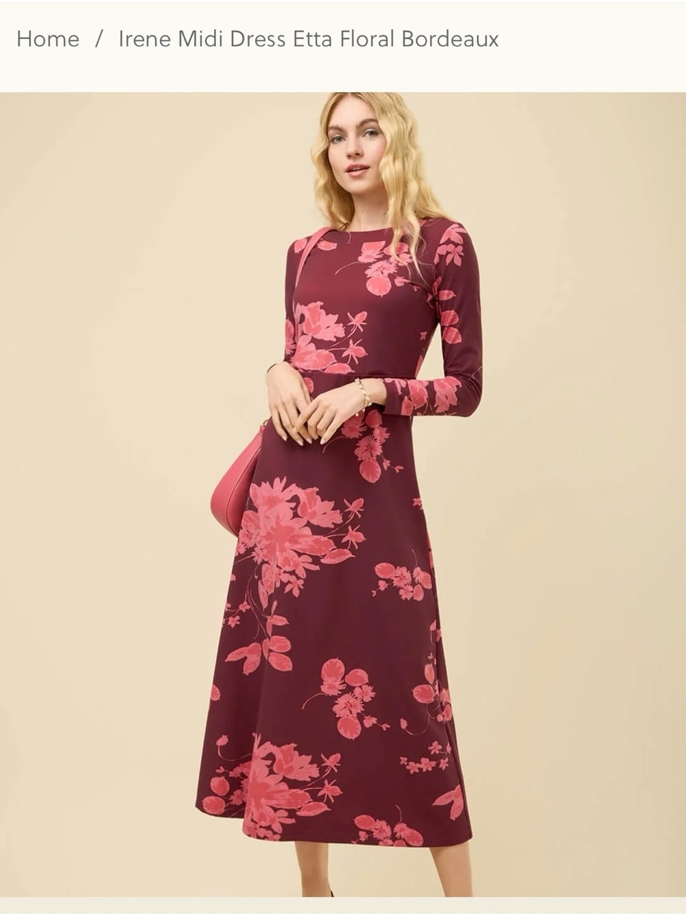 Spartina 449 Burgundy Midi Dress with Pink Floral Pattern